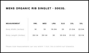 size chart rib singlet