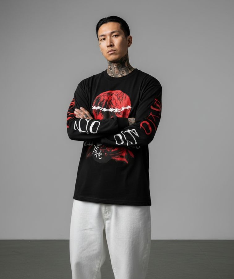 Long Sleeve Tee Toxic Nyc model front shot 2