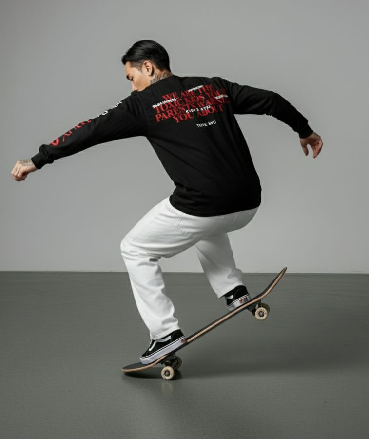 Long Sleeve Tee Toxic Nyc model side shot