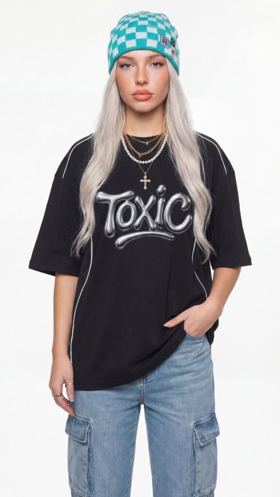 Toxic Panel Streetwear T-Shirt Chrome Women
