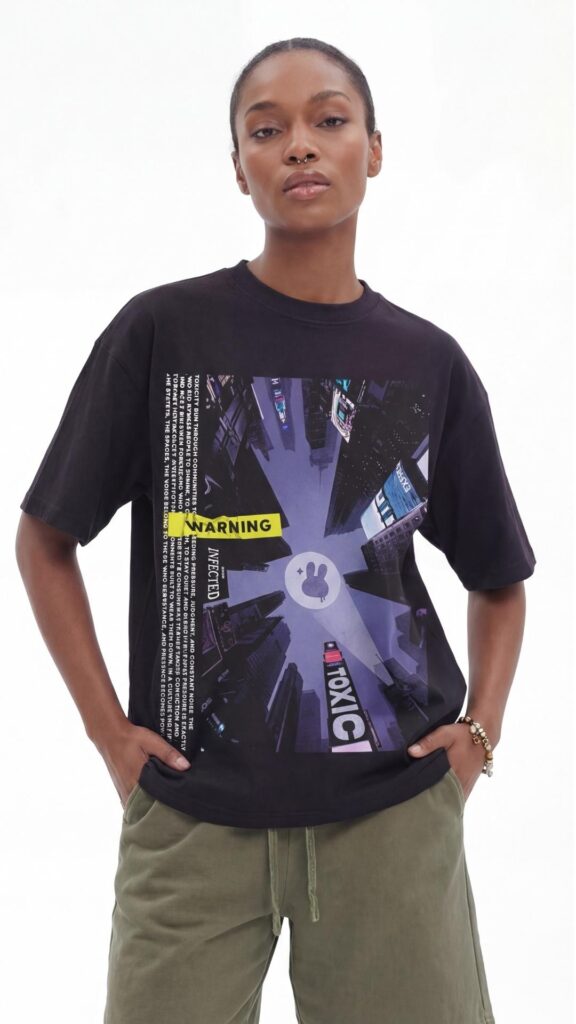 Skyline Oversized Black T Shirt
