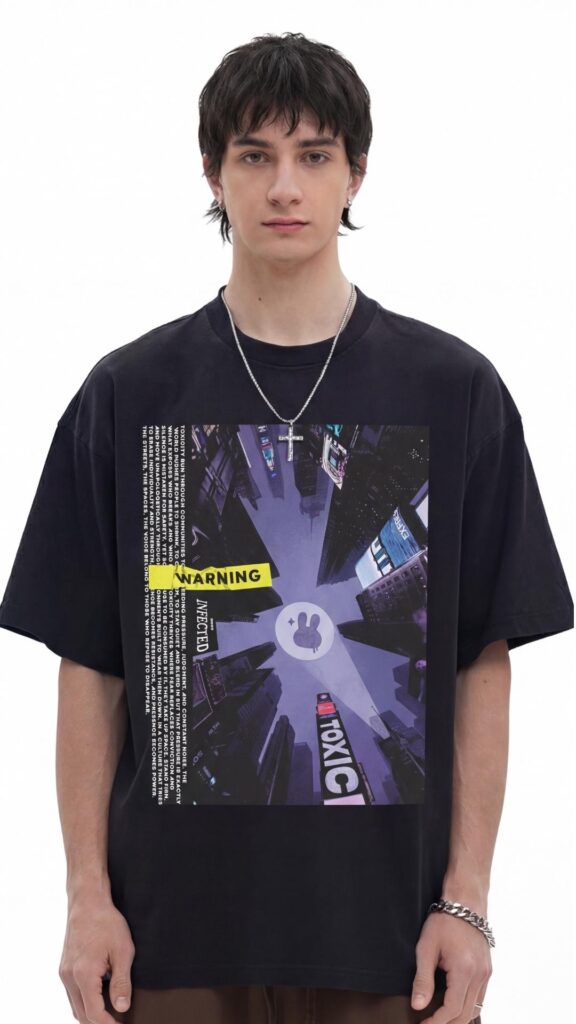 Skyline Oversized Graphic Black T Shirt