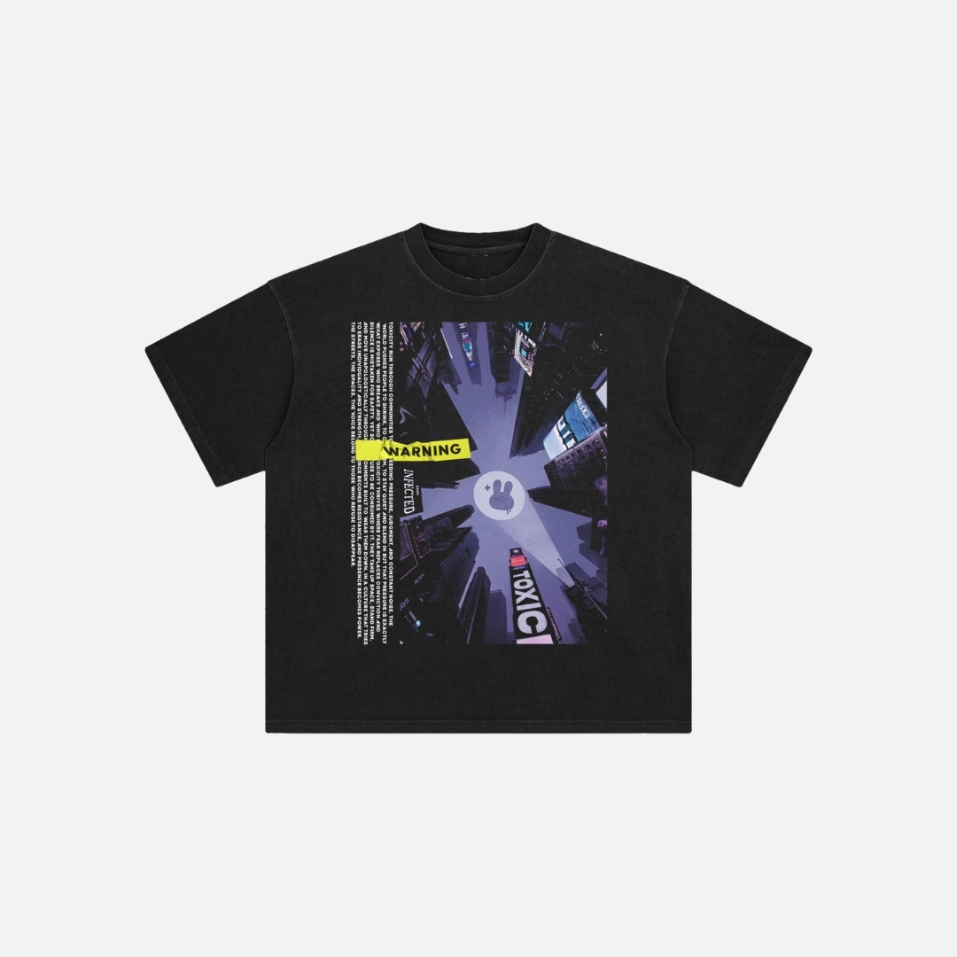 Toxic Skyline Oversized Graphic Black T Shirt Toxic Skyline Oversized Graphic Black T Shirt