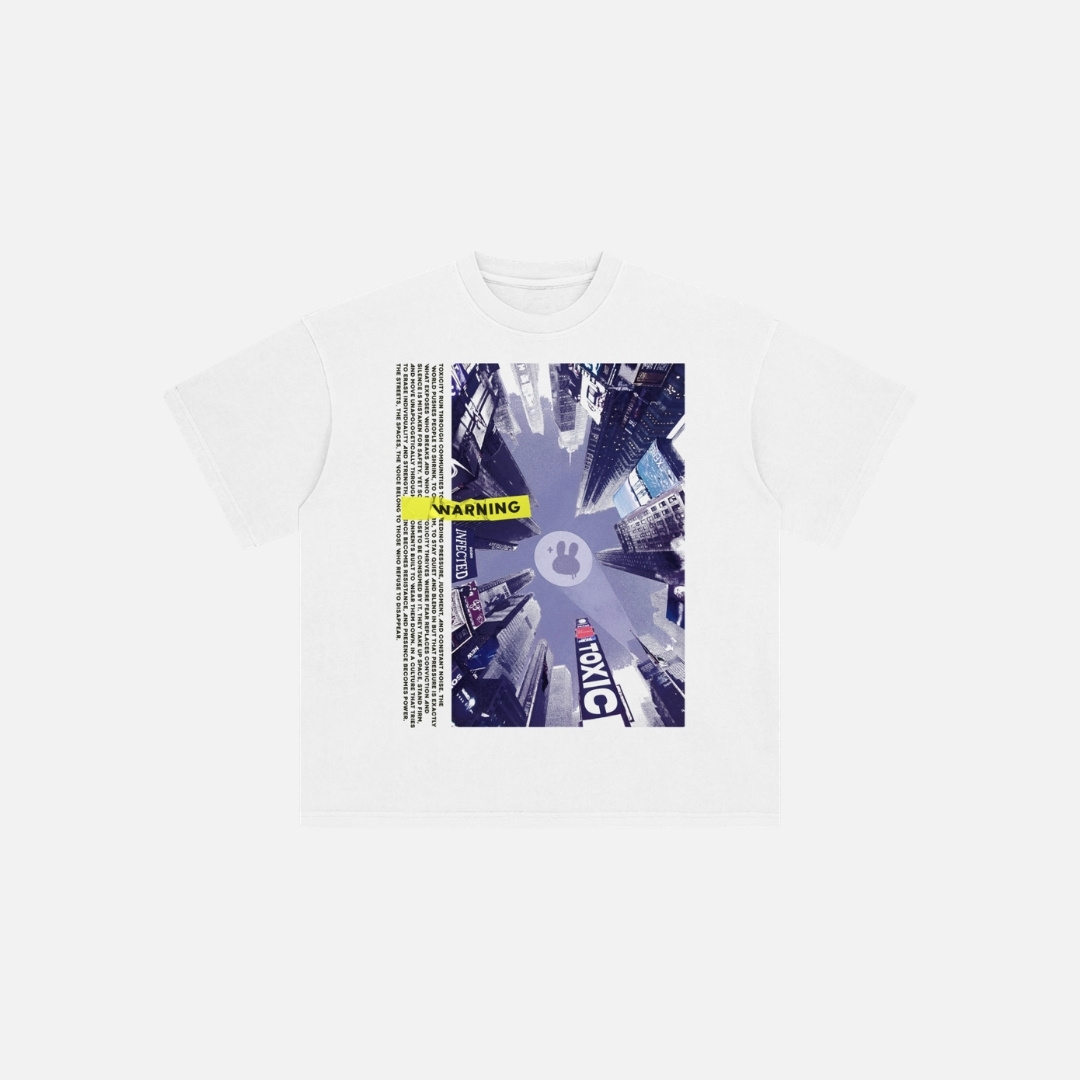 Toxic Skyline Oversized Graphic White T Shirt Toxic Skyline Oversized Graphic White T Shirt