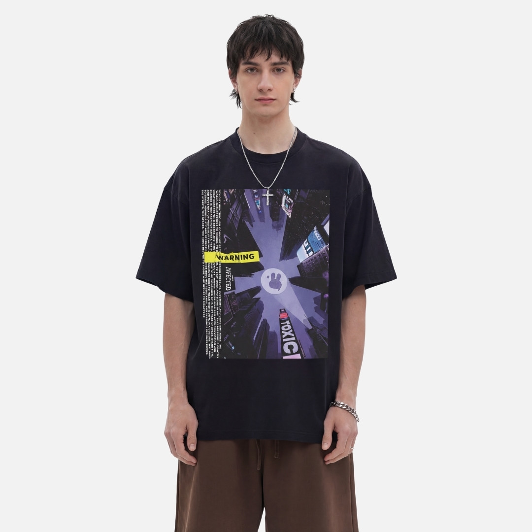 Skyline Oversized Graphic Black T Shirt Skyline Oversized Graphic Black T Shirt