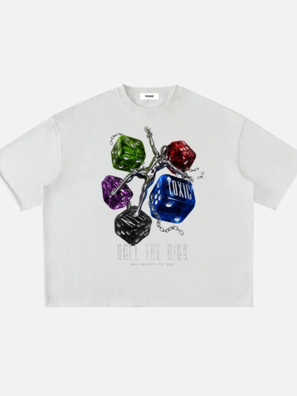 ROLL THE RISK OVERSIZED GRAPHIC T SHIRT