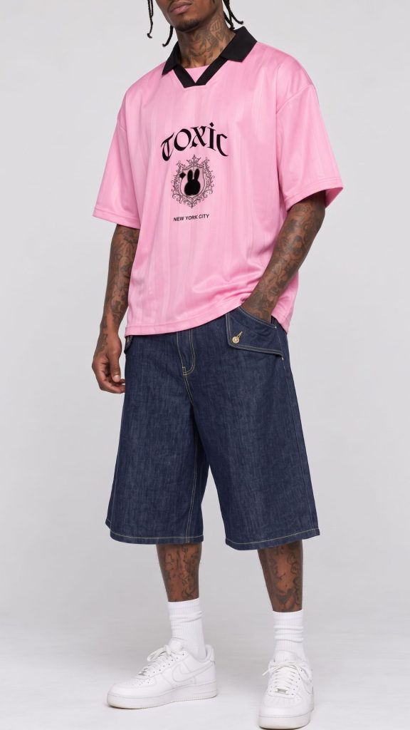 320 GSM Dark Blue Streetwear Denim Shorts with Loose Fit