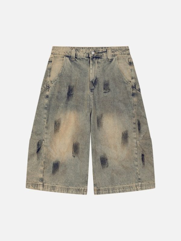 VINTAGE WASH STREETWEAR DENIM SHORTS