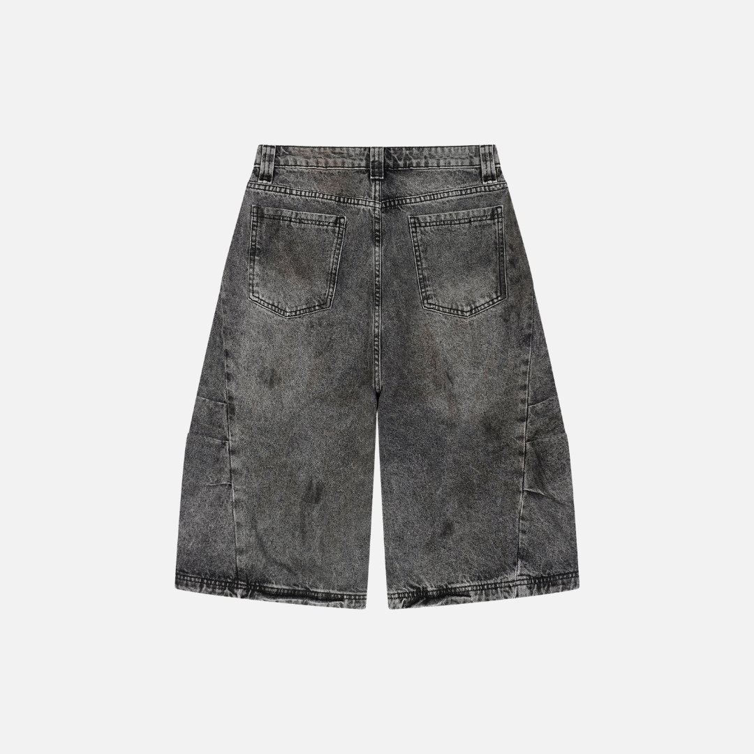 VINTAGE WASH STREETWEAR DENIM SHORTS Black VINTAGE WASH STREETWEAR DENIM SHORTS Black