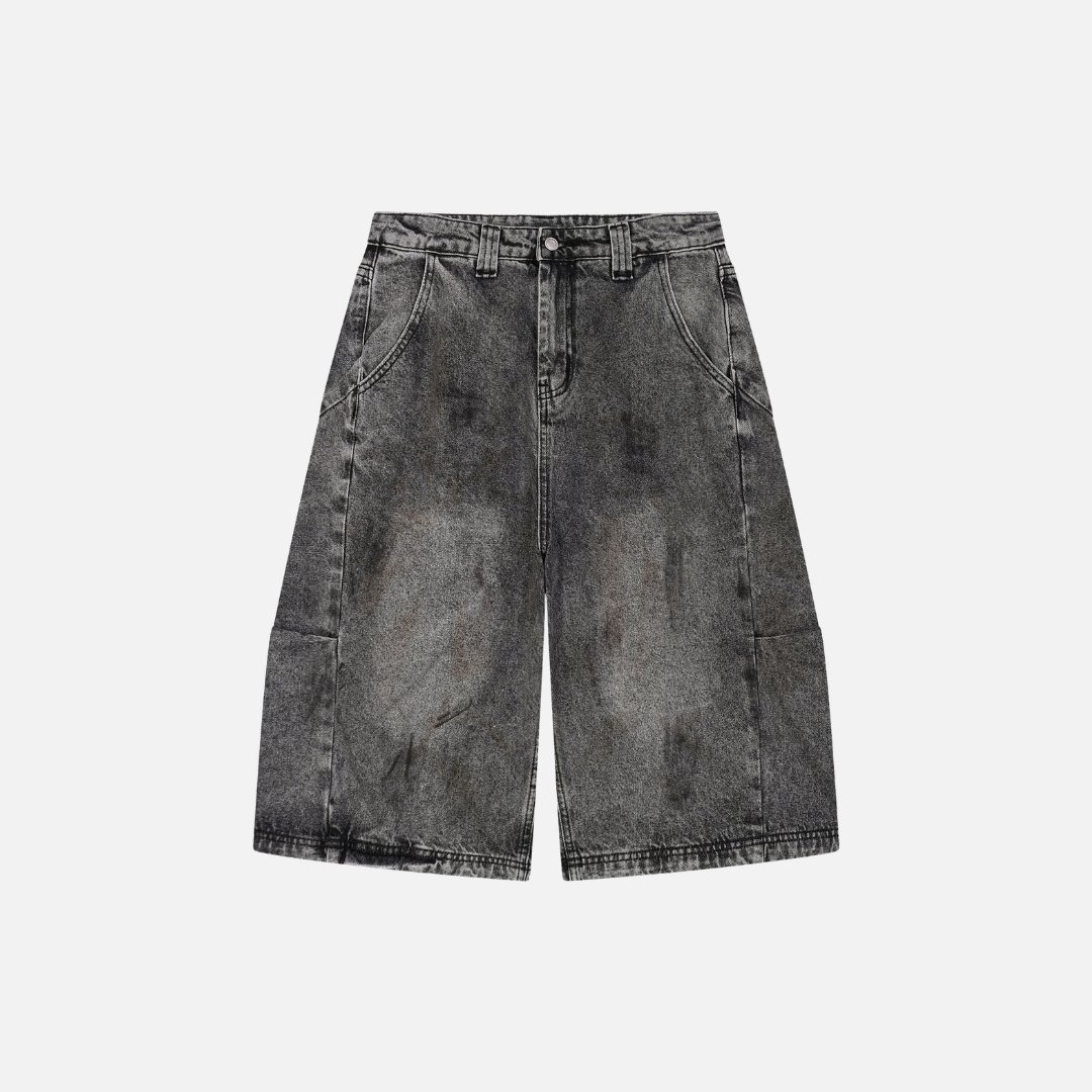 WASH STREETWEAR DENIM SHORTS Black WASH STREETWEAR DENIM SHORTS Black