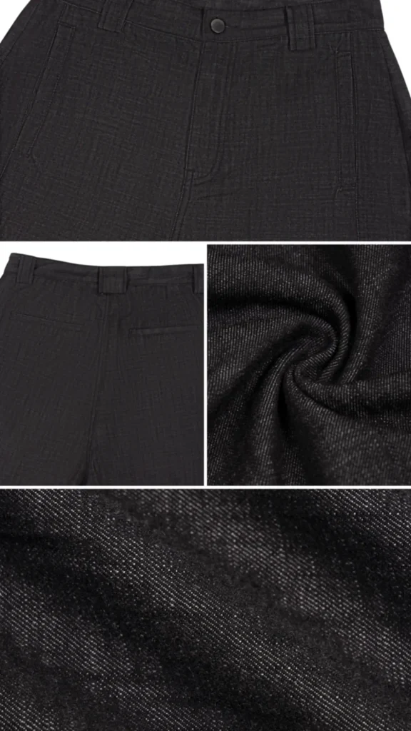Toxic NYC Black Barrel Leg Baggy Jeans denim details: waistband, back pocket and fabric