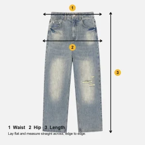 How to measure ripped baggy jeans: waist, hip and length size guide