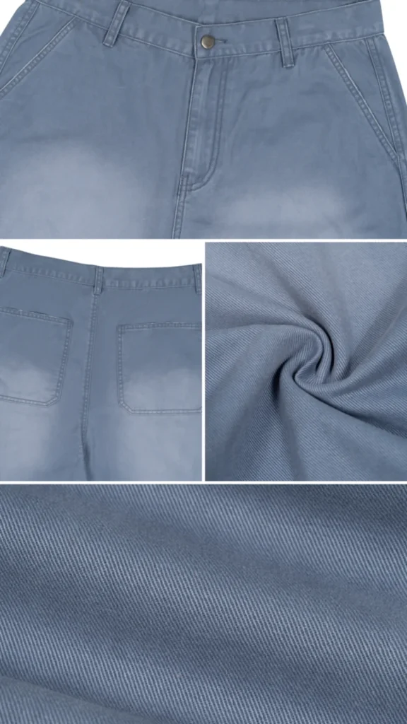 Toxic NYC Paint Splatter Baggy Jeans denim details: waistband, back pocket and fabric