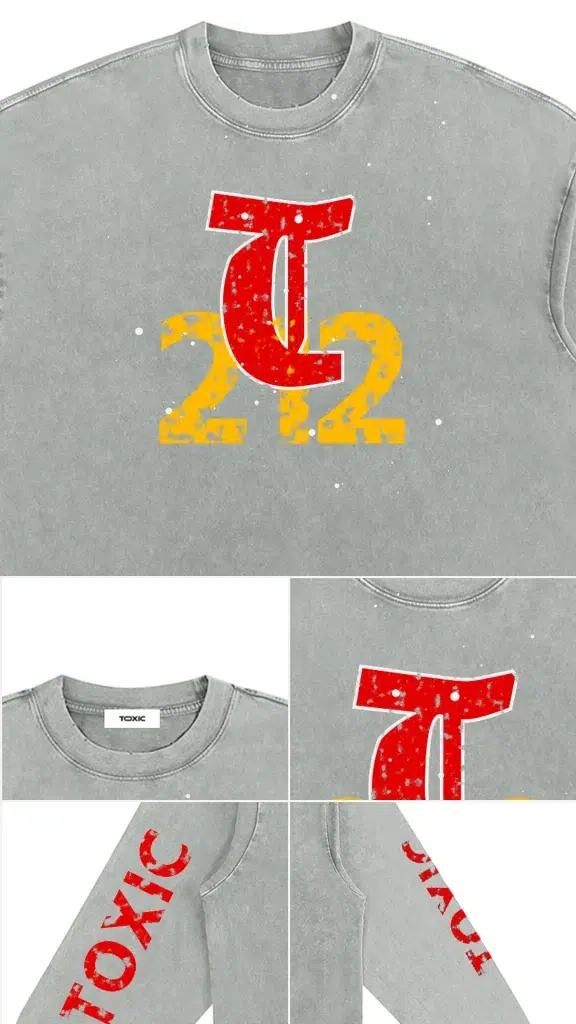 Print, sleeve print and TOXIC neck label details of the Toxic NYC 212 Snow Washed Long Sleeve T-Shirt