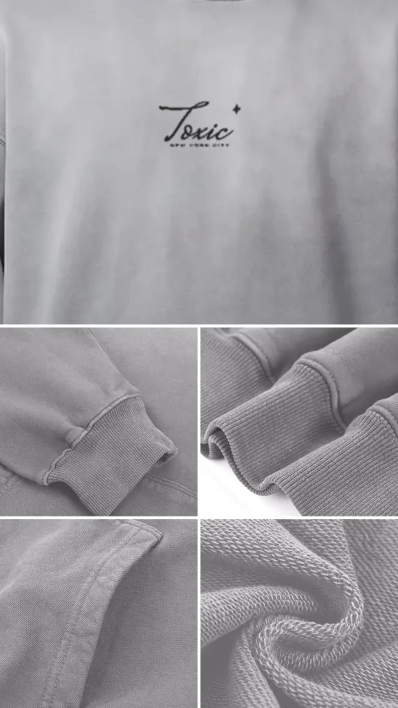 Toxic NYC Script Heavyweight Sunfade Oversized Hoodie details: exact print close-up, fabric and stitching