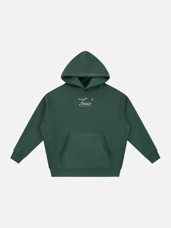 Toxic NYC Script Oversized Boxy Fleece Hoodie - front