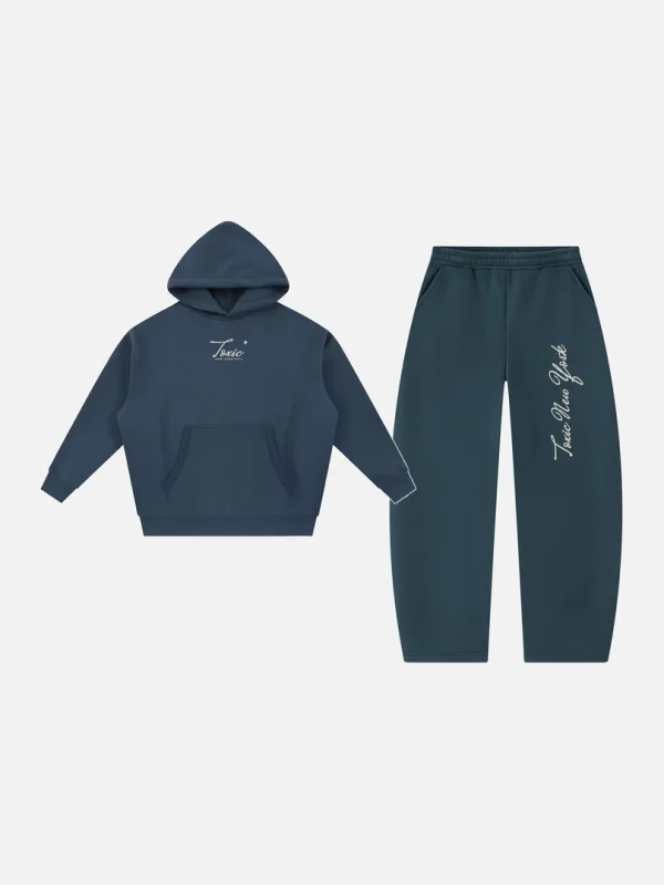 Toxic NYC Script Oversized Boxy Hoodie & Barrel Leg Sweatpants Set - front