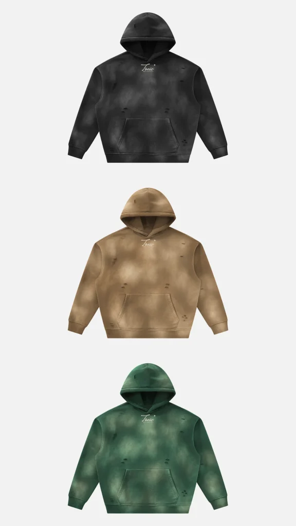 Toxic NYC Script Sunfade Frayed Fleece Hoodie, all colors