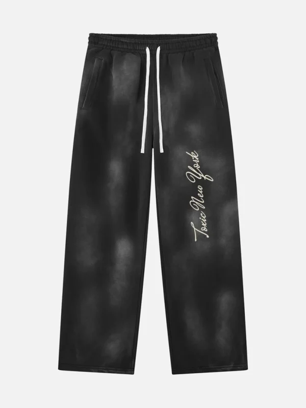 Toxic NYC Script Sunfade Wide Leg Fleece Sweatpants - front