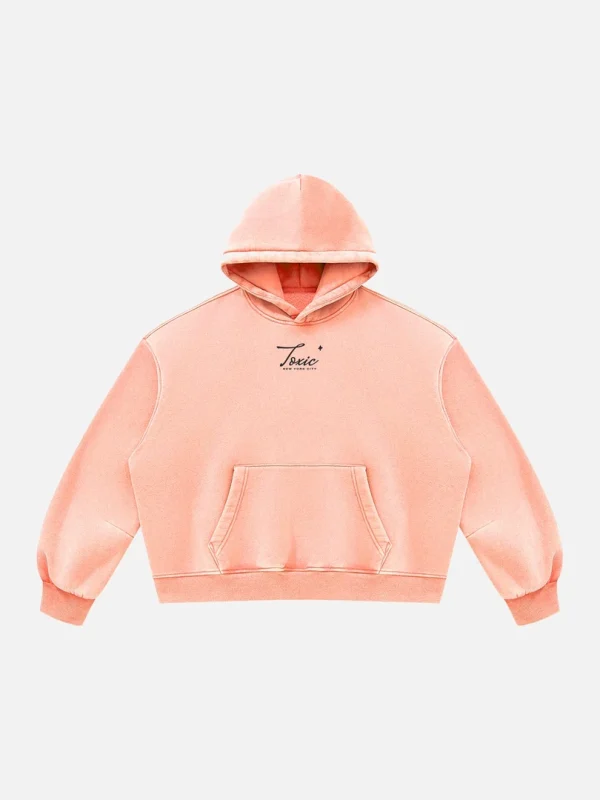 Toxic NYC Script Vintage Wash Boxy Fleece Hoodie - front