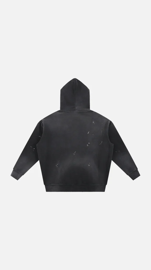 Toxic NYC Script Vintage Washed Frayed Hoodie, back view