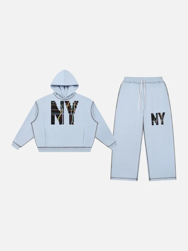 Toxic NYC Subway Map Topstitch Hoodie & Sweatpants Set - front