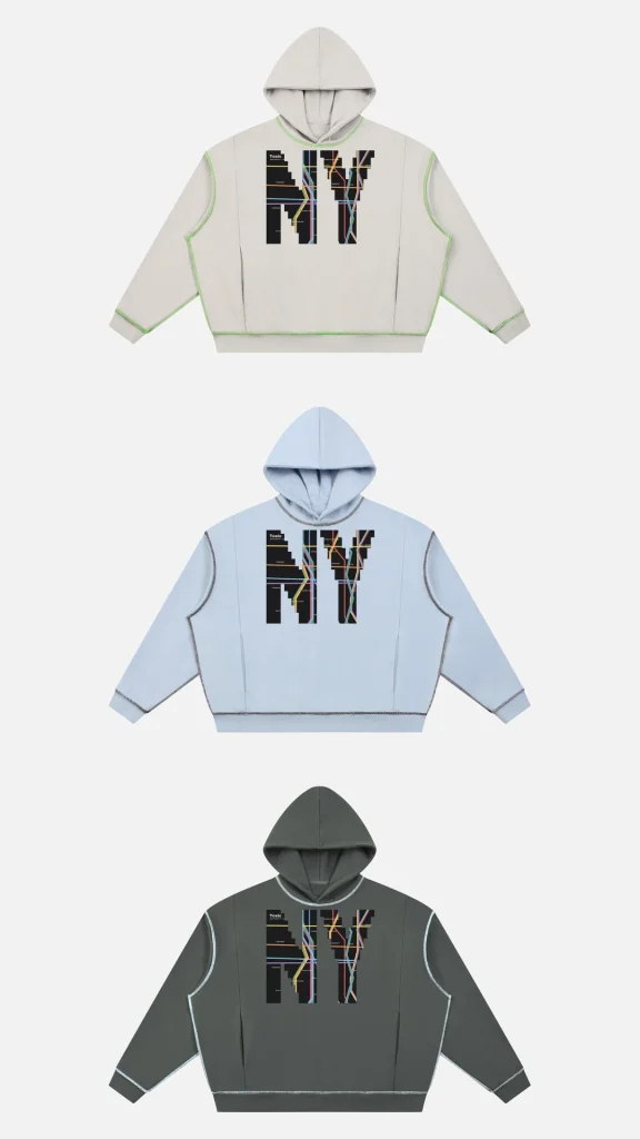 Toxic NYC Subway Map Boxy Heavyweight Topstitch Hoodie, all colors