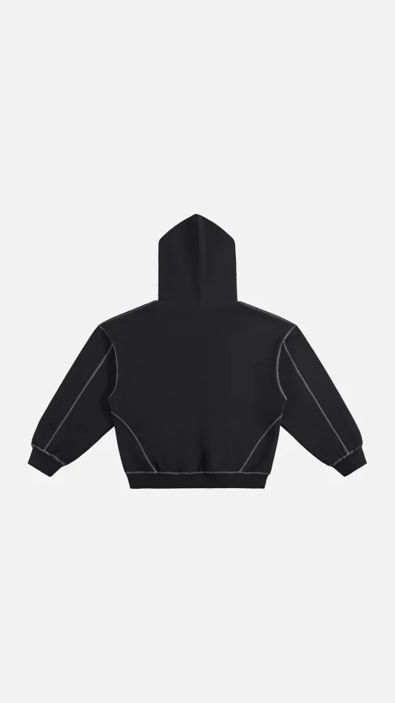 Toxic NYC Subway Map Contrast Stitched Boxy Hoodie, back view