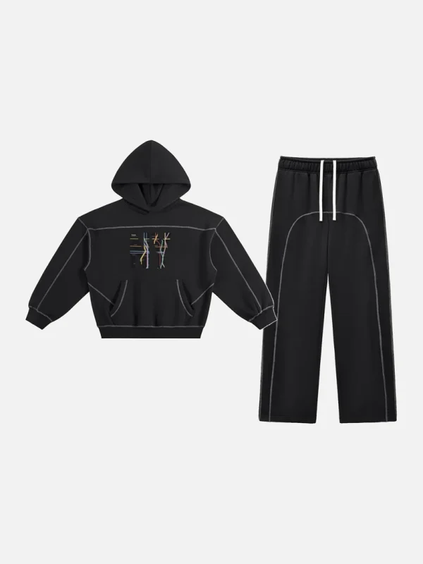 Toxic NYC Subway Map Contrast Stitched Hoodie & Sweatpants Set - front