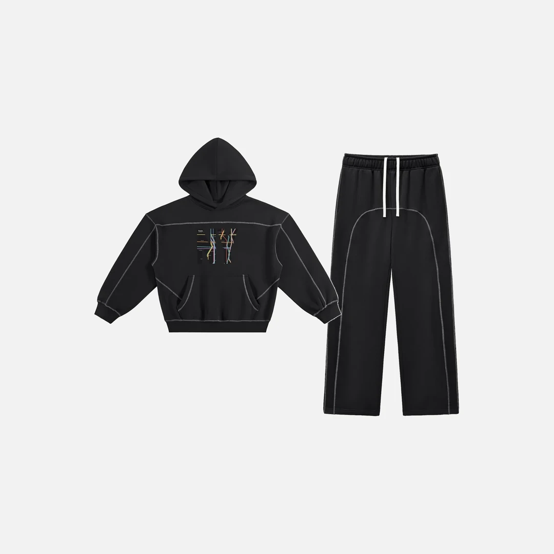 Toxic NYC Subway Map Contrast Stitched Hoodie & Sweatpants Set Toxic NYC Subway Map Contrast Stitched Hoodie & Sweatpants Set - front