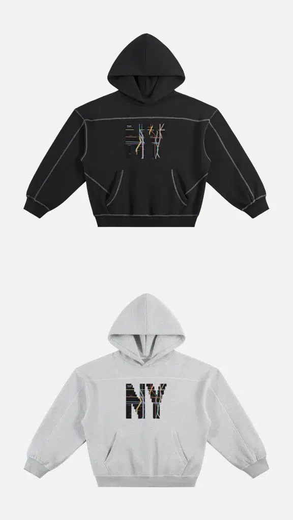 Toxic NYC Subway Map Contrast Stitched Boxy Hoodie, all colors
