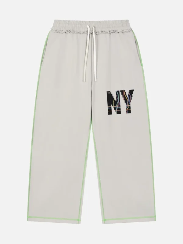 Toxic NYC Subway Map Raw Edge Topstitch Sweatpants - front