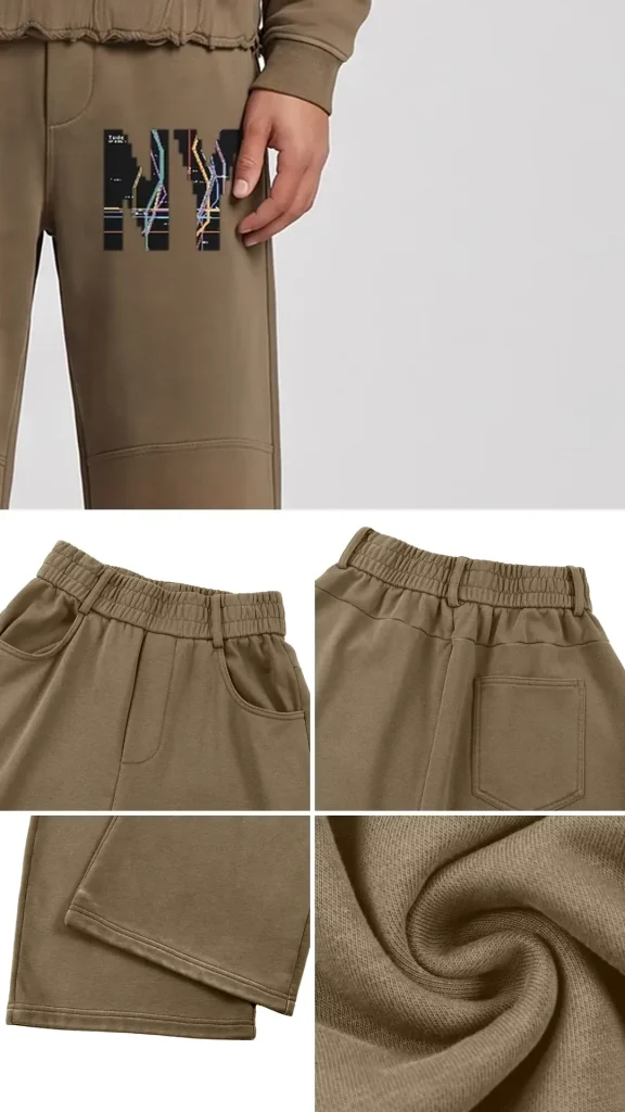 Toxic NYC Subway Map Sunfade Paneled Barrel Leg Sweatpants details: exact print close-up, fabric and stitching