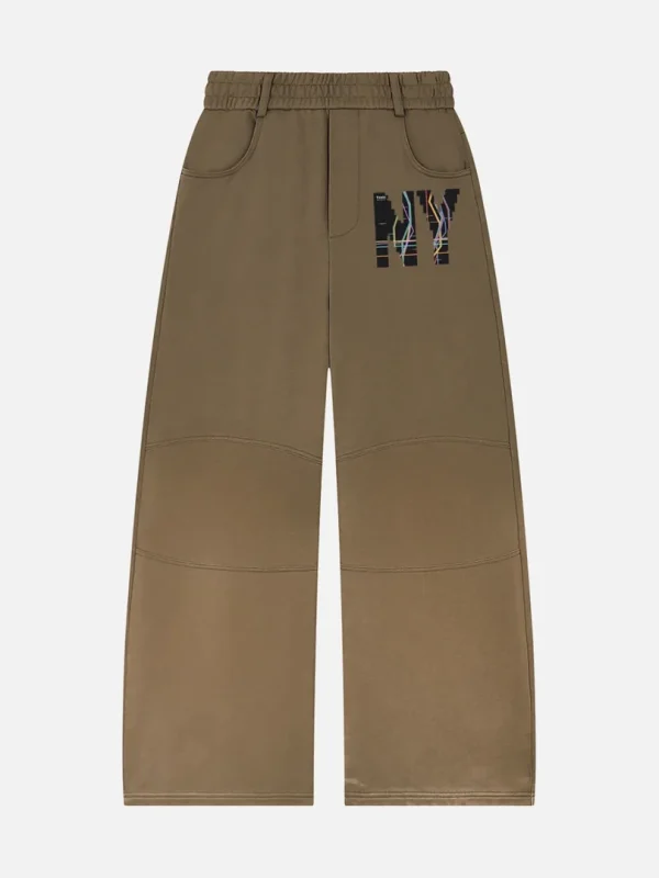 Toxic NYC Subway Map Sunfade Paneled Barrel Leg Sweatpants - front