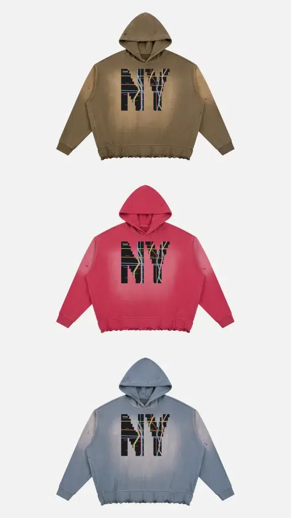 Toxic NYC Subway Map Sunfade Ripped Boxy Hoodie, all colors