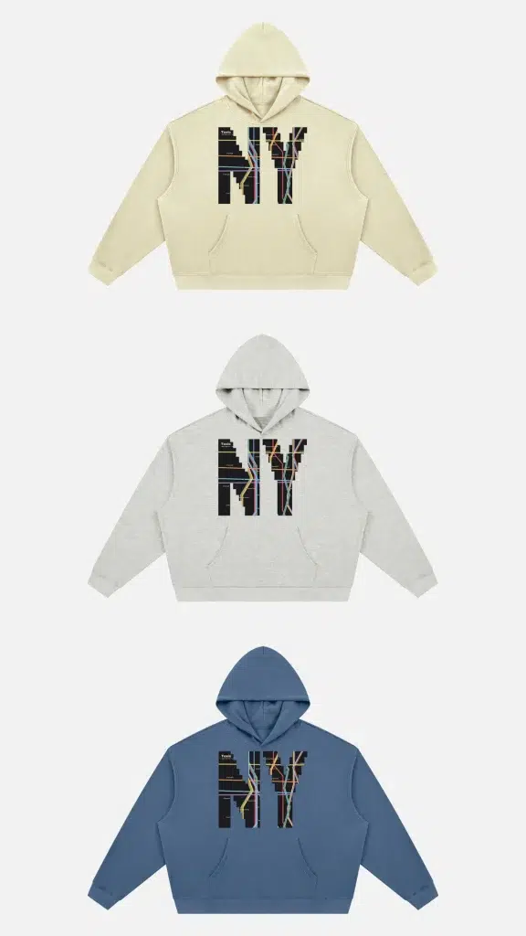 Toxic NYC Subway Map Waffle Boxy Hoodie, all colors